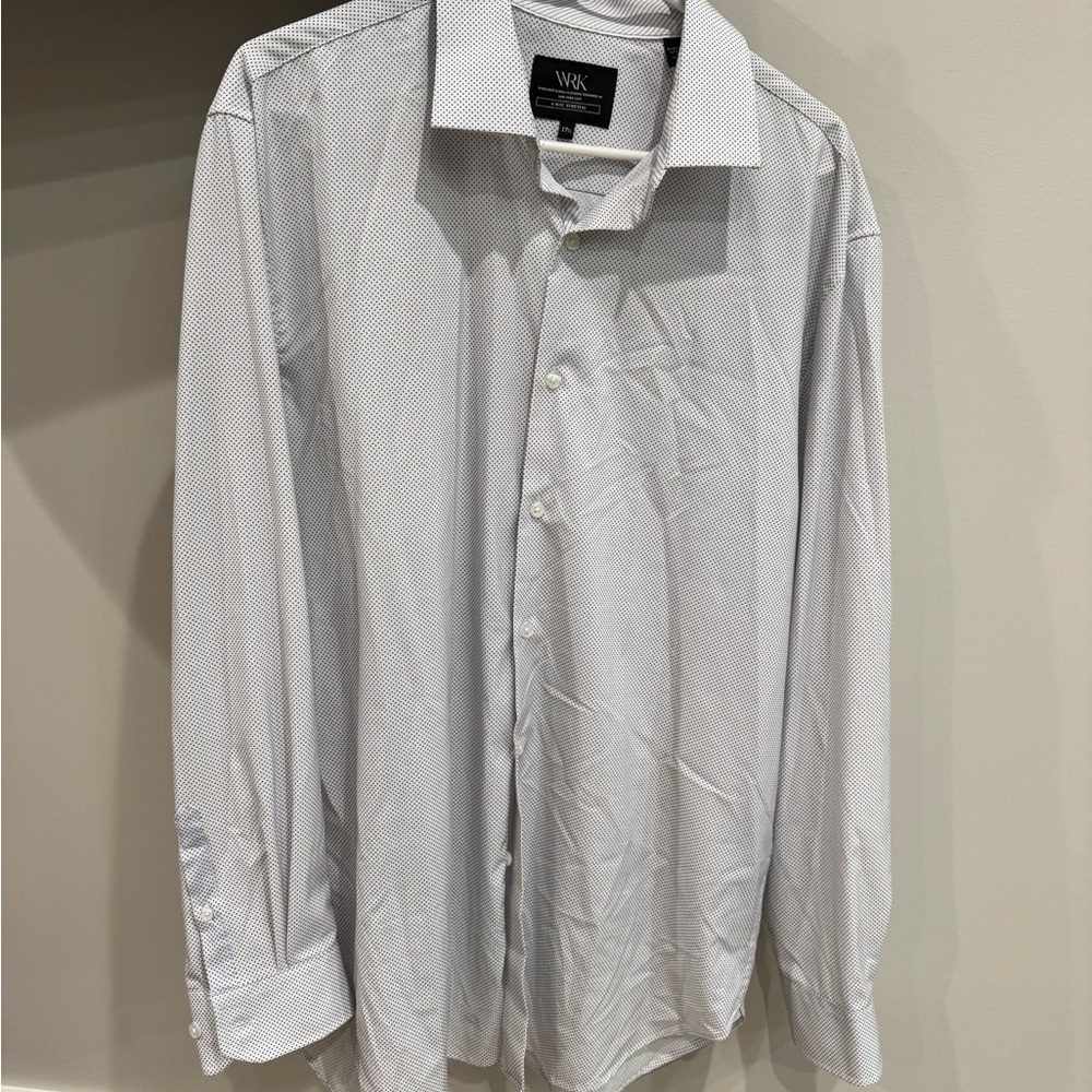 6 total - WRK Men's White Microdot Spread-Collar Dress Shirts - lot of 6 shirts
